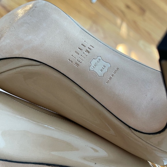 Stuart Weitzman Nude Patent Leather Open Toe Heels size 6 - Picture 6 of 13